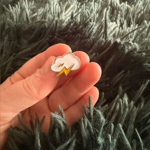 Women’s Jewelry Fun Cute White Cloud and Yellow Lightning Bolts Enamel Pin